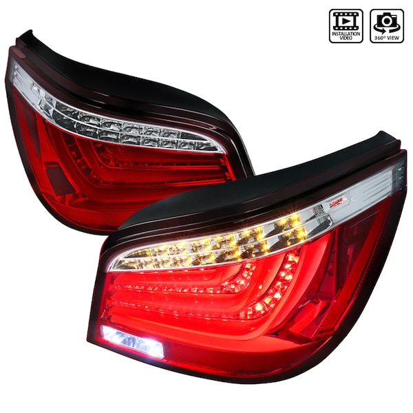 Spec-D Tuning 04-07 Bmw E60 5 Series Red Clear LED Tail Lights LT-E6004RLED-TM - main